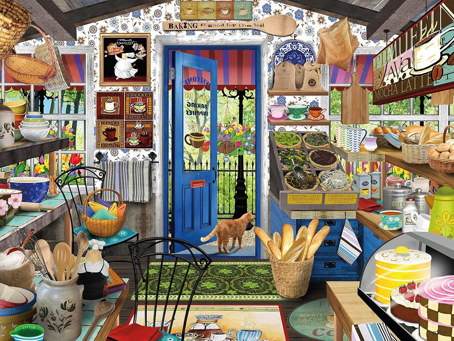 Vintage Collectible Shop - ร้านเบเกอรี่วินเทจแสนอบอุ่น จิ๊กซอว์ไม้ 1000 ชิ้น ของตกแต่งผนังห้องครัว ของเล่นเสริมสร้างปฏิสัมพันธ์ในห้องเรียน
