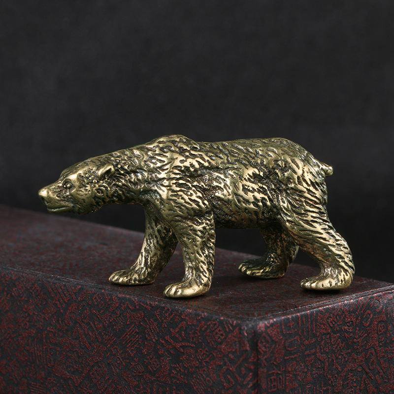 Vintage Collectible Bears - งานประติมากรรมรูปหมีทองเหลืองโบราณ 1 ชิ้น งานศิลปะทองแดงโบราณ ของตกแต่งบ้าน ของสะสม