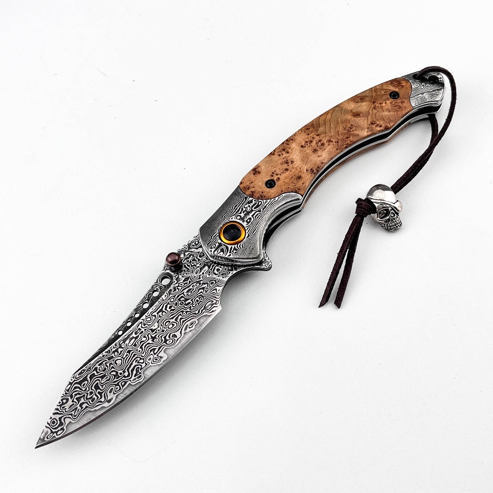 Vintage Collectible Knives - มีดพับลายดามัสกัส ความแข็งสูง สไตล์วินเทจ ของสะสม ของตกแต่ง สำหรับเป็นของขวัญ