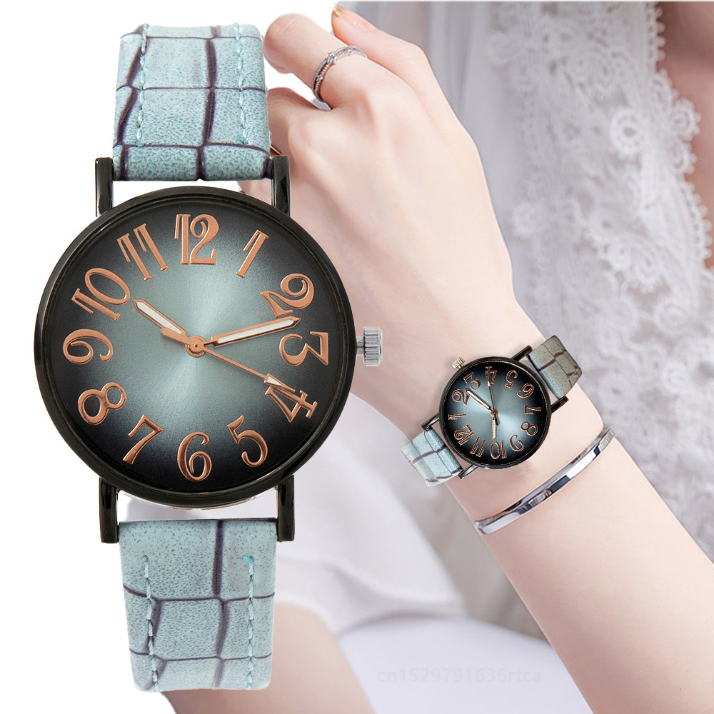 Vintage Watch Crystal - นาฬิกาควอทซ์ดิจิตอลวินเทจสำหรับสุภาพสตรีสายหนังลายสก๊อตลำลองนาฬิกาผู้หญิงดูหรูหรา