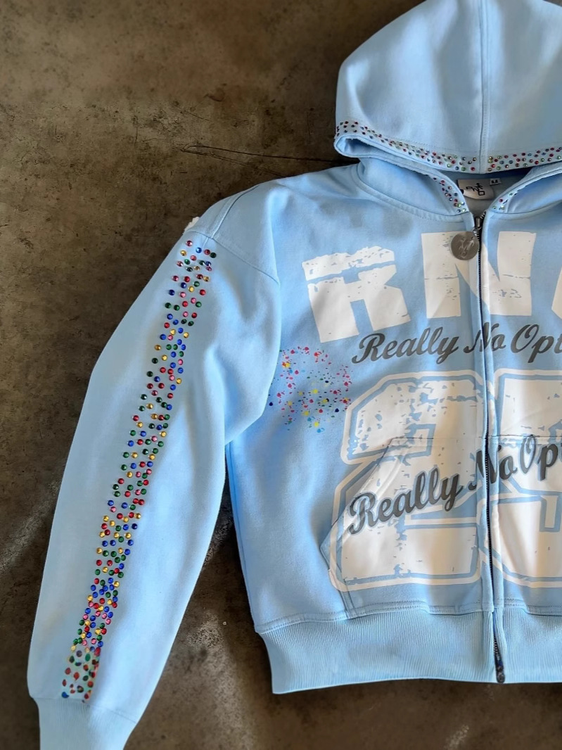 Vintage Zip Hoodie - เสื้อฮู้ดคาร์ดิแกนพิมพ์ลายตัวอักษรแบบวินเทจสไตล์ใหม่สำหรับฤดูใบไม้ร่วง แฟชั่นสตรีทเทรนด์ ซิปหน้า