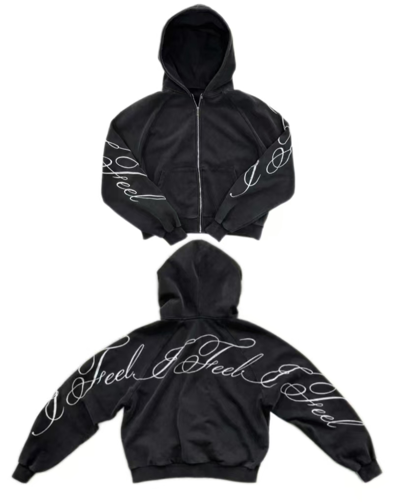 Vintage Zip Hoodie - Y2K Harajuku Gothic Letter พิมพ์ Retro