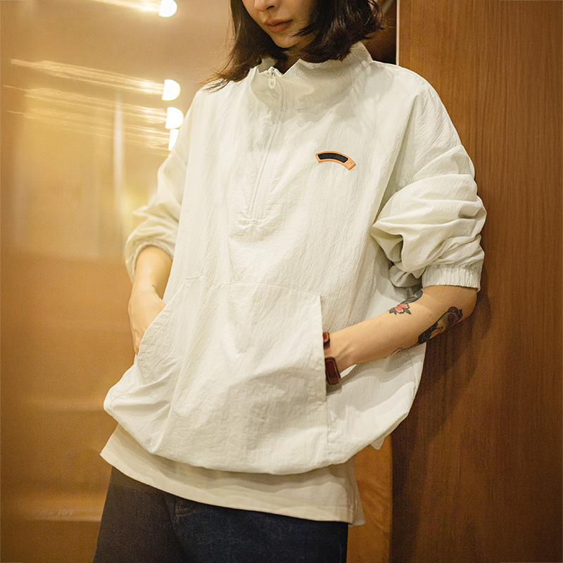 Vintage Zip Hoodie - Maden ผู้หญิง Vintage Half-Zip Stand Collar