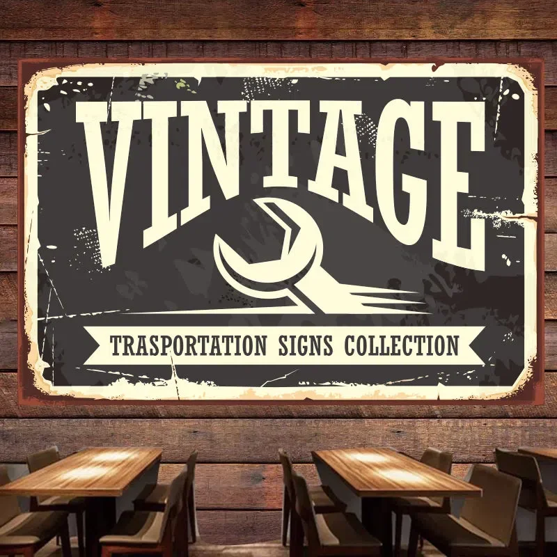 Vintage Collectible Shop - VINTAGE TRASPORTATION ร้องเพลงคอลเลกชันรถยนต์โปสเตอร์ภาพวาดผนังตกแต่งแบนเนอร์สําหรับโรงรถ Auto Repair Shop