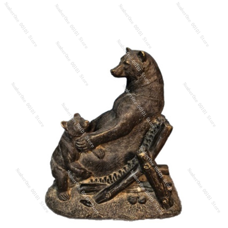 Vintage Collectible Bears - ของตกแต่งรูปหมีทองสัมฤทธิ์โบราณ งานฝีมือวินเทจ ของสะสมสไตล์โบราณ ของตกแต่งบ้าน