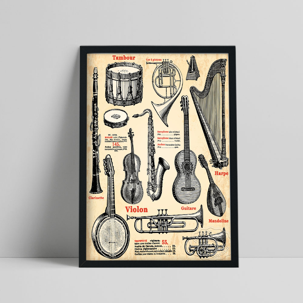 Vintage Collectible Magazines - Nostalgic สไตล์นิตยสารแคตตาล็อกโปสเตอร์,เครื่องมือ Clarinet ไวโอลินฮอร์นพิณพิมพ์,แฟนดนตรีวินเทจรวบรวม Decor