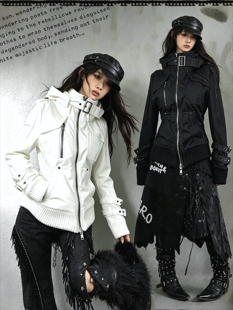 Vintage Zip Hoodie - เสื้อฮู้ดคอตั้งติดกระดุมสไตล์วินเทจฮาราจูกุยุค 90s แจ็คเก็ตสตรีทแวร์สไตล์กรันจ์ เสื้อคลุมลำลอง Y2K สำหรับใส่ในชีวิตประจำวัน