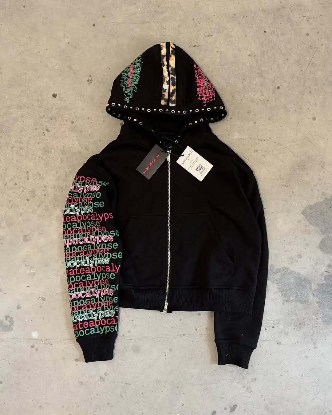 Vintage Zip Hoodie - Eyehategarment Street แฟชั่น Hoodie Harajuku แฟชั่นเสือดาวพิมพ์หลวม