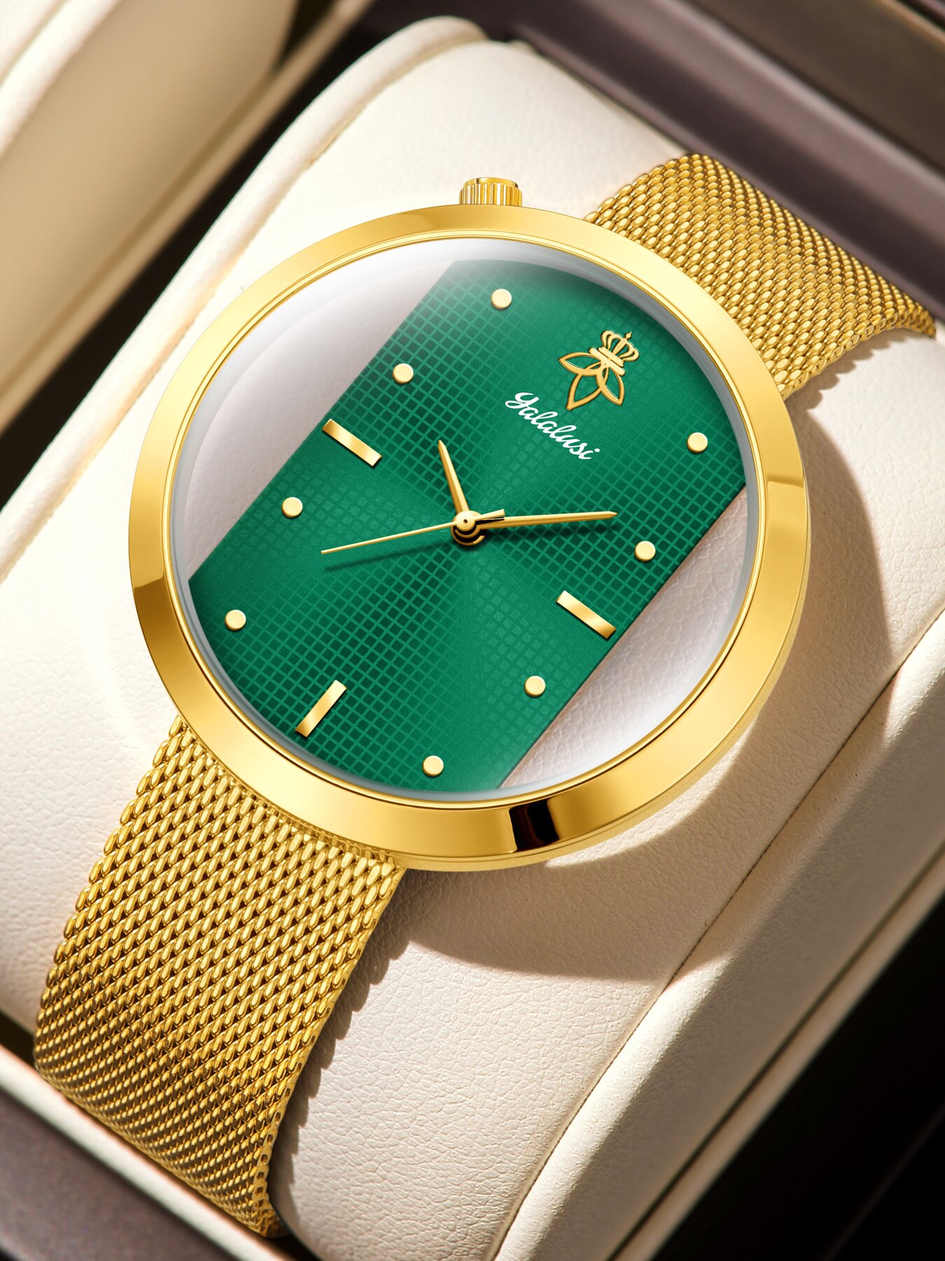 Vintage Watch Crystal - YaLaLuSi นาฬิกาข้อมือสตรีสไตล์วินเทจพร้อมขอบหน้าปัดแบบโปร่งและสายตาข่าย – ของขวัญที่สมบูรณ์แบบ
