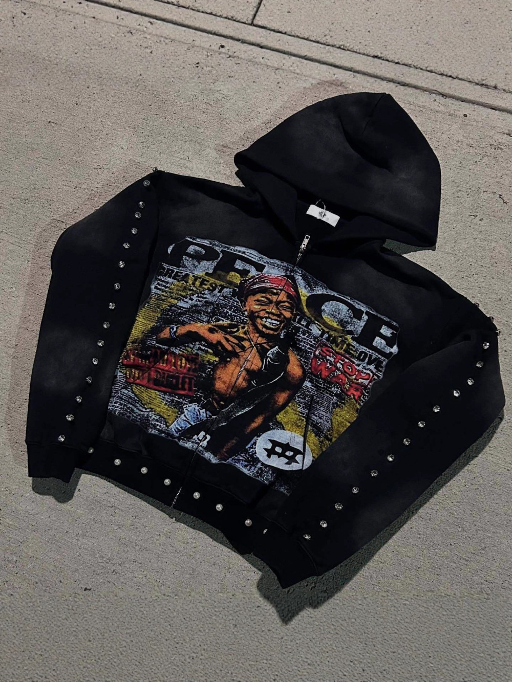 เสื้อฮู้ดดี้ฮิปฮอปสไตล์อเมริกั - Vintage Zip Hoodie บทวิจารณ์และราคา