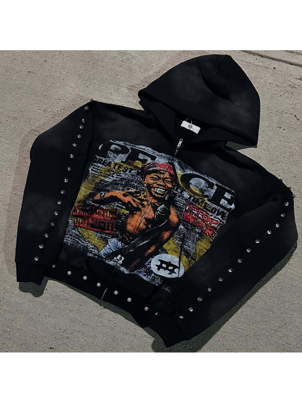 เสื้อฮู้ดดี้ฮิปฮอปสไตล์อเมริกั - Vintage Zip Hoodie บทวิจารณ์และราคา