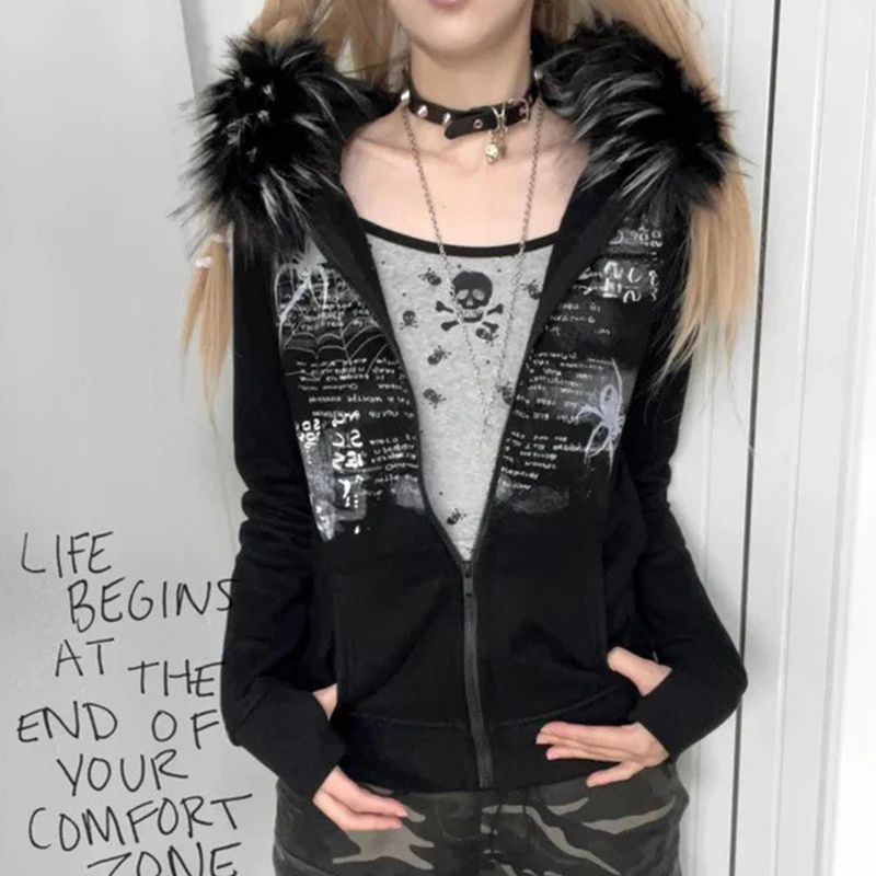 เสื้อโค้ทซิปสไตล์วินเทจประดับข - Vintage Zip Hoodie บทวิจารณ์และราคา