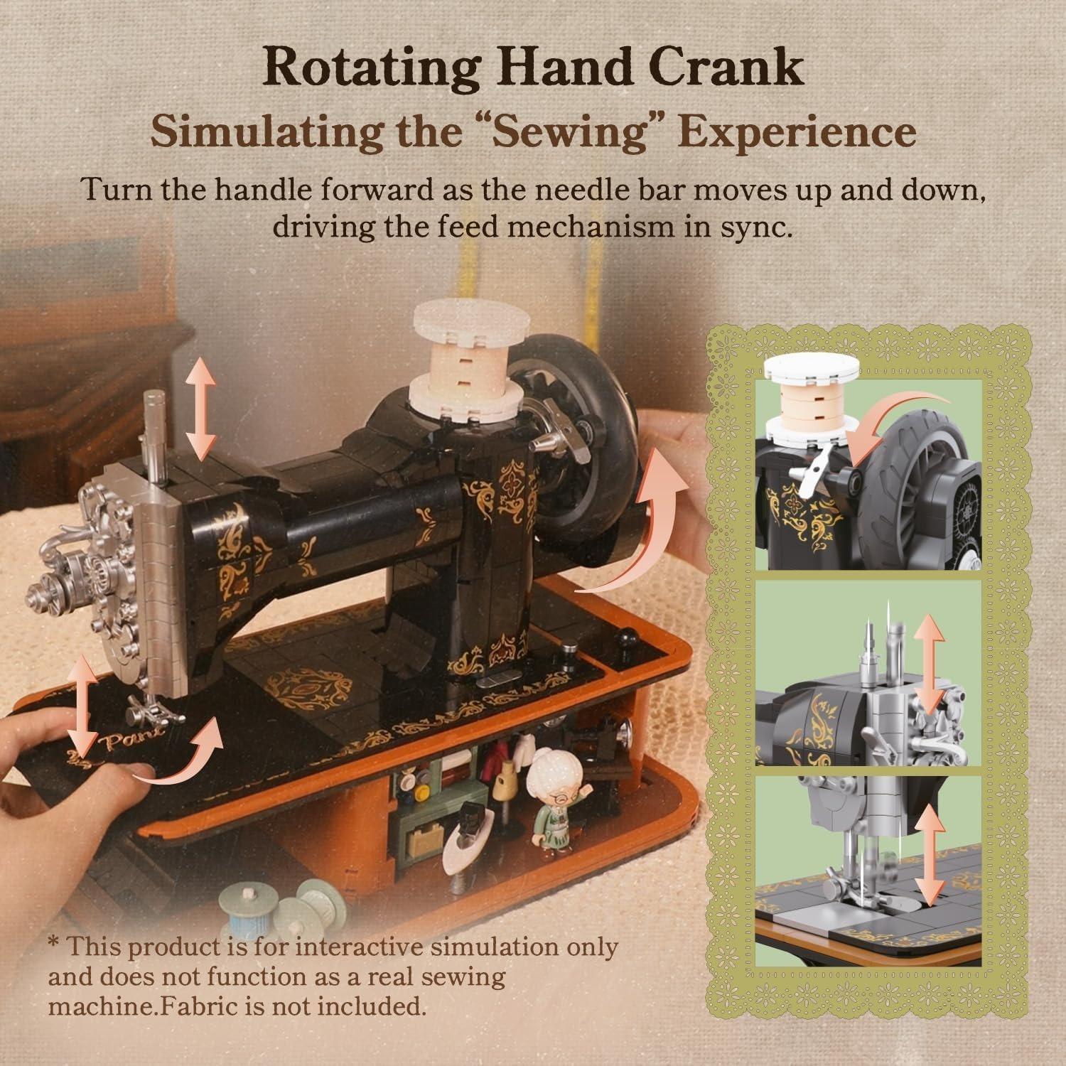 เครื่องจักรเย็บผ้าแบบมือหมุนสไ - Vintage Collectible Shop บทวิจารณ์และราคา