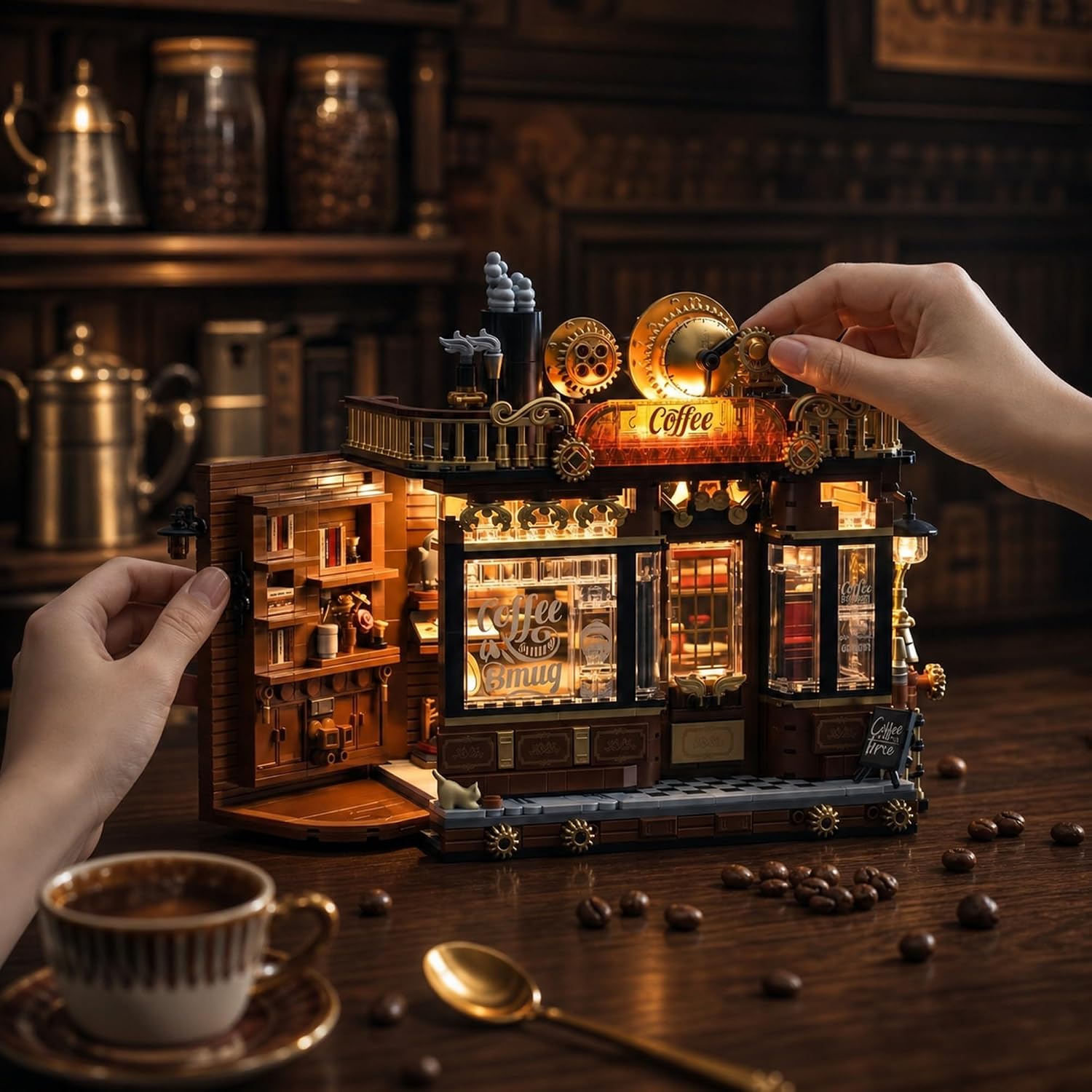 ชุดสร้างร้านกาแฟสไตล์สตีมพังค์ - Vintage Collectible Shop บทวิจารณ์และราคา
