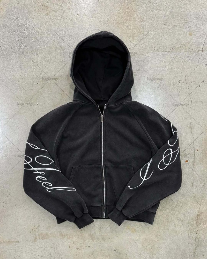 Y2K Harajuku Gothic Letter พิม - Vintage Zip Hoodie บทวิจารณ์และราคา