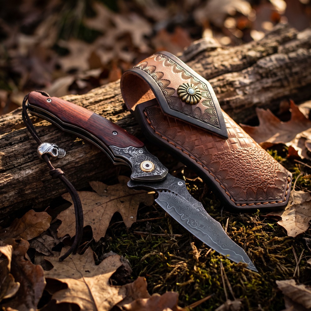 มีดพับลายดามัสกัสแกะสลักสไตล์ว - Vintage Collectible Knives บทวิจารณ์และราคา