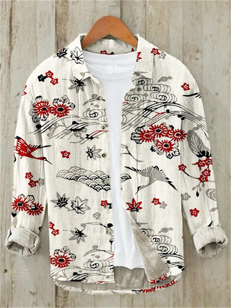 เสื้อเชิ้ตผู้ชายลายปลา ผ้าลินิ - Vintage Collectible Shop บทวิจารณ์และราคา