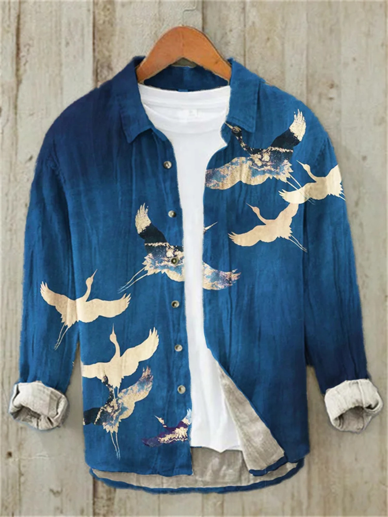 เสื้อเชิ้ตผู้ชายลายปลา ผ้าลินิ - Vintage Collectible Shop บทวิจารณ์และราคา
