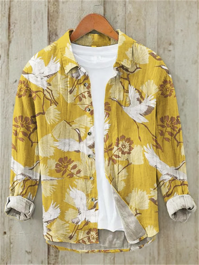 เสื้อเชิ้ตผู้ชายลายปลา ผ้าลินิ - Vintage Collectible Shop บทวิจารณ์และราคา